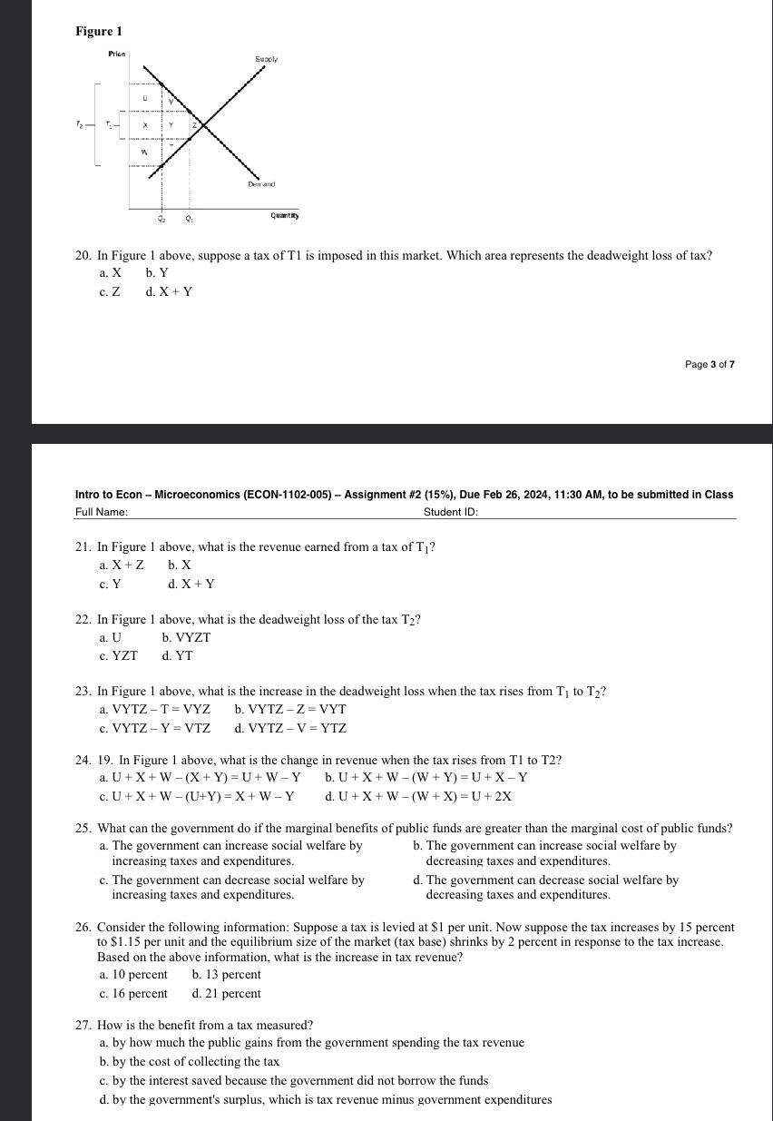20. In Figure 1 above, suppose a tax of T1 is imposed