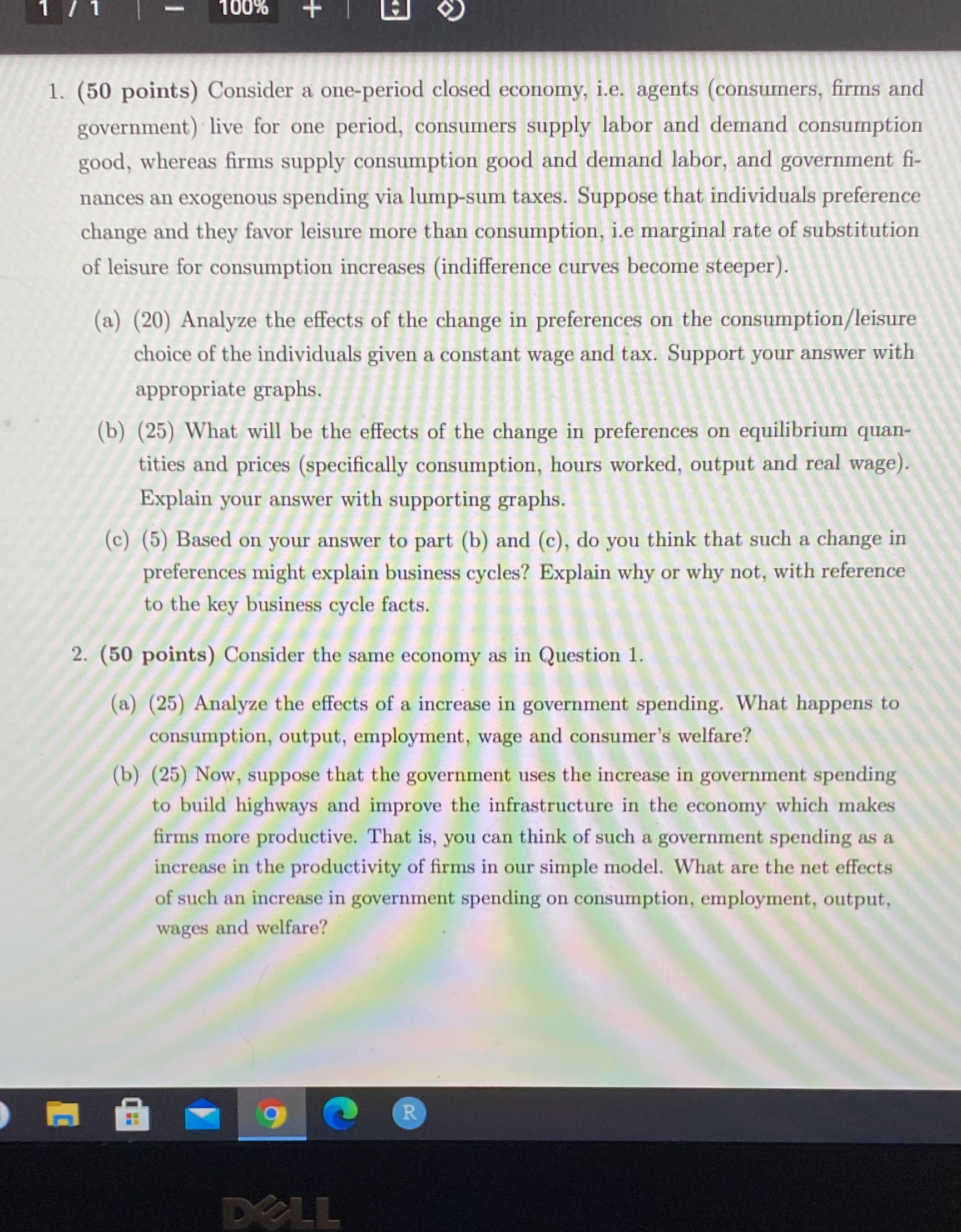 i.e. agents (consumers, firms and government) live for one period, consumers supply