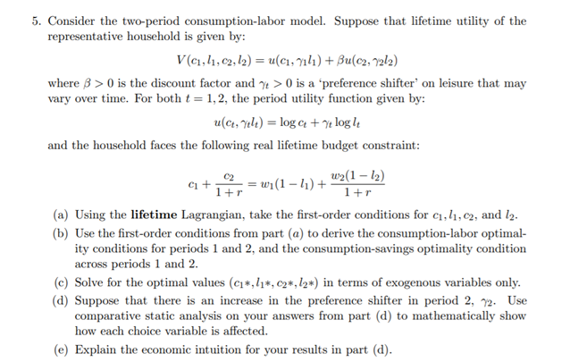 the representative household is given by: V(c1, /1, 02, 12) = u(CI,