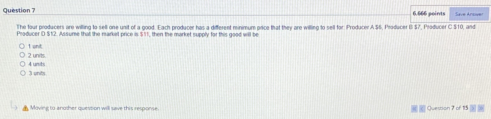 to sell one unit of a good. Each producer has a different