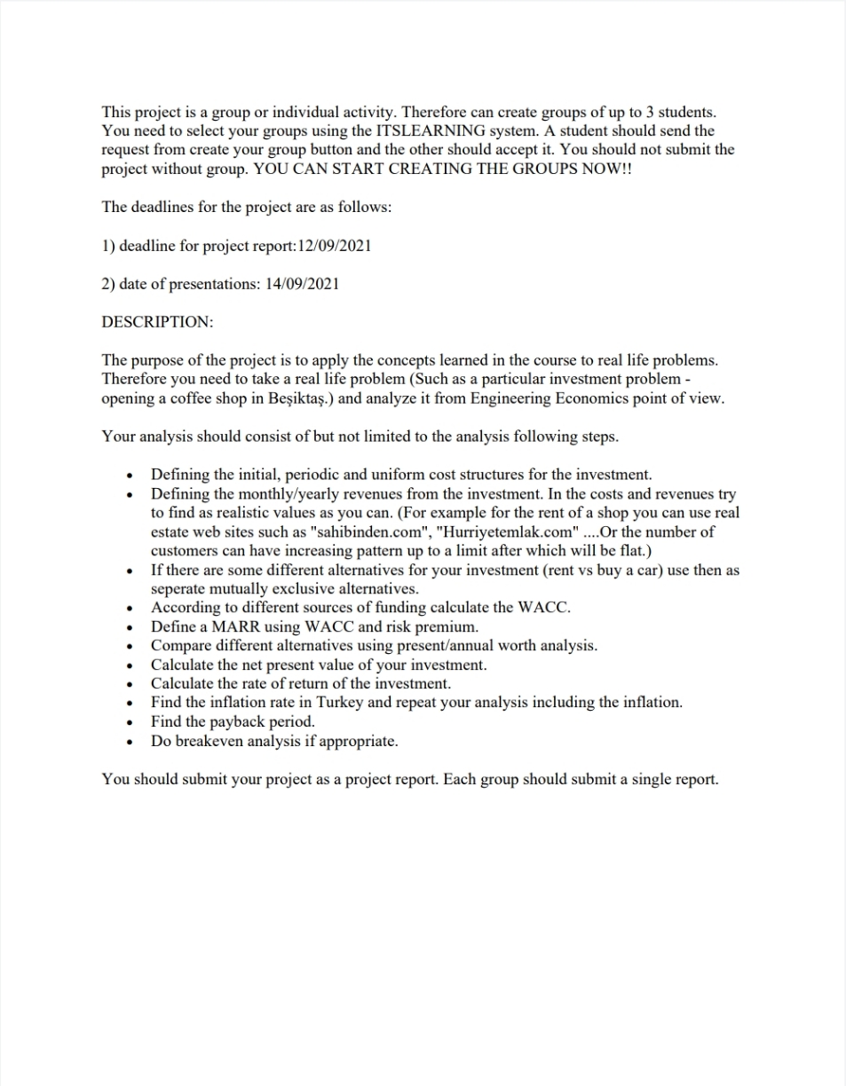 the instructor This project is a group or individual activity. Therefore can