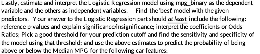 the dependent variable and the others as independent variables. Find the best