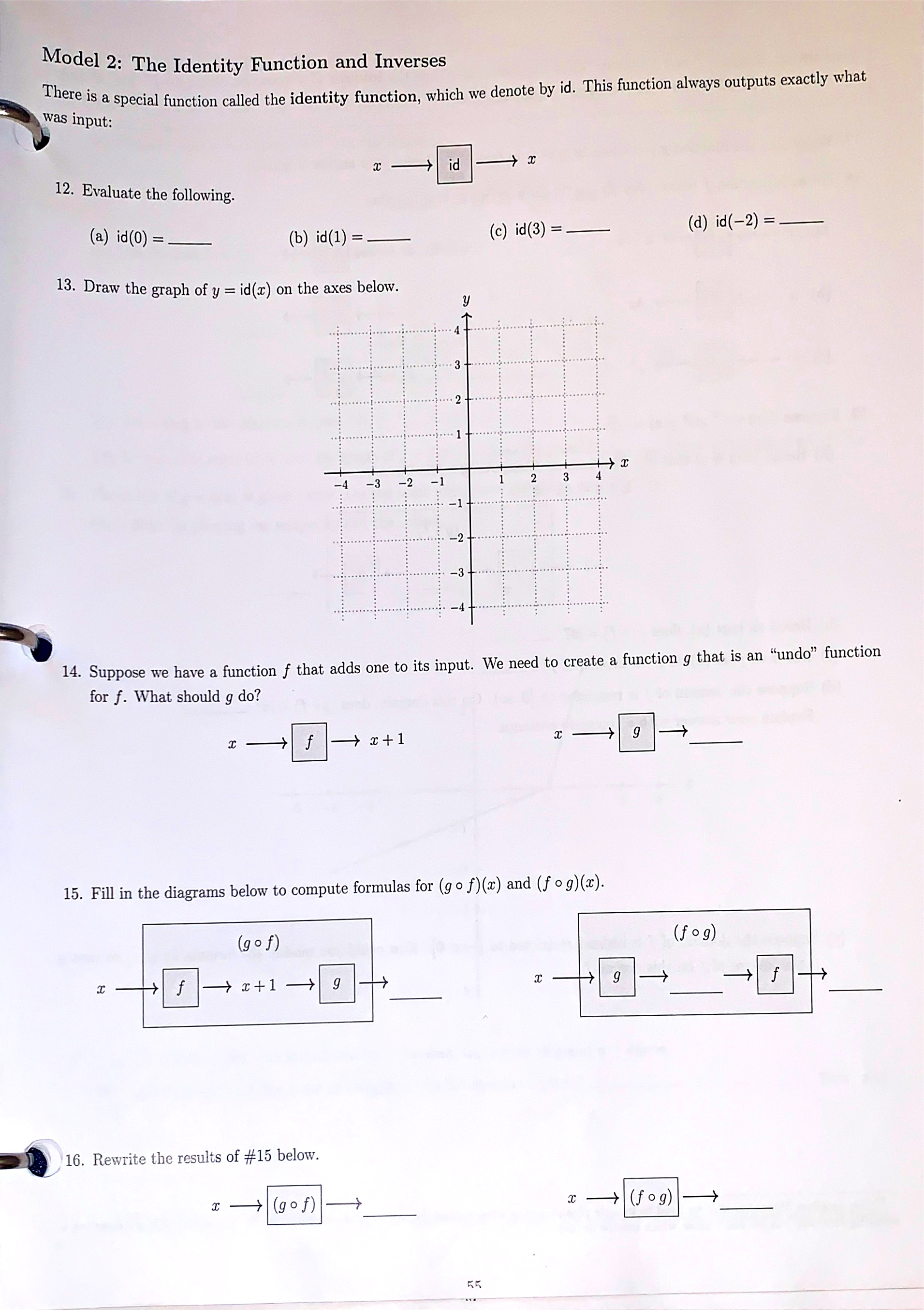 Model 2: The Identity Function and Inverses There is a special