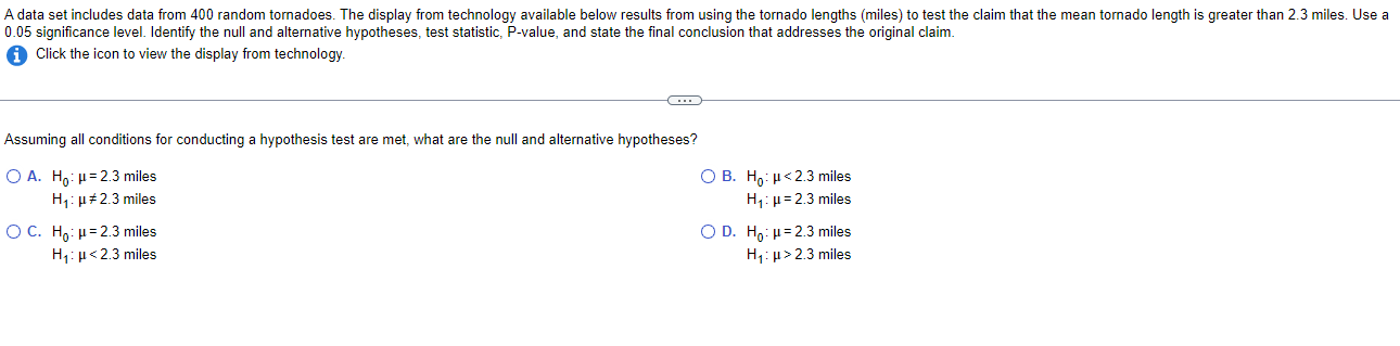 variable Ho : H = 2.3 HA : [ > 2.3 Variable