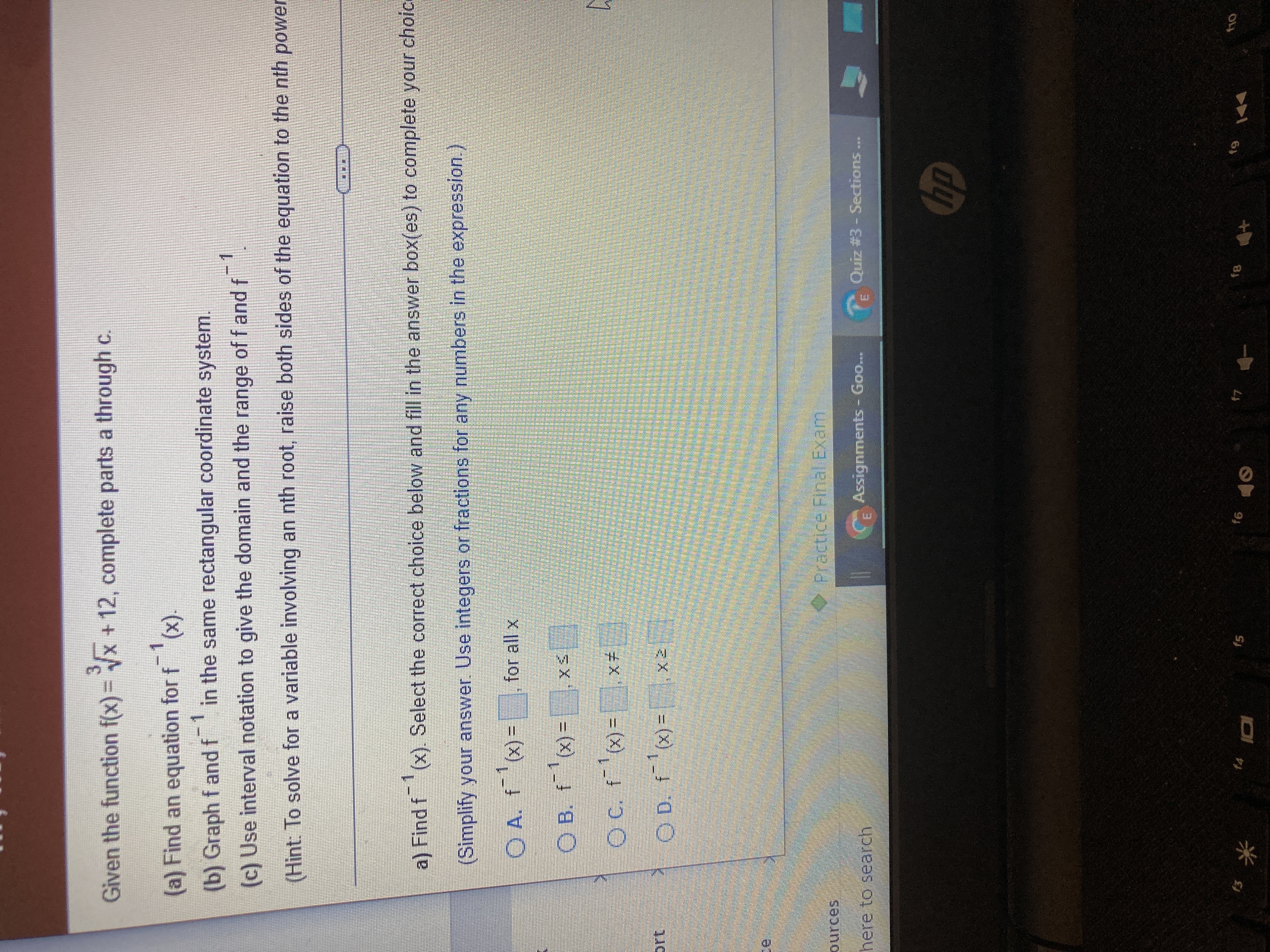 of the equation to the nth power a) Find f (x). Select