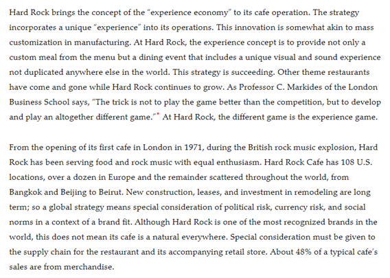 "experience economy" to its cafe operation. The strategy incorporates a unique "experience"
