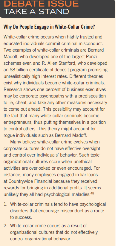  DEBATE ISSUE TAKE A STAND Why Do People Engage in White-Collar