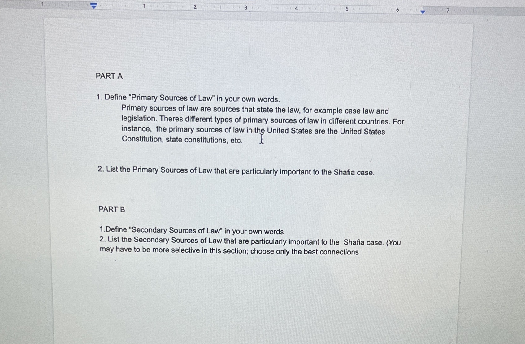 4 1 6 PART A 1. Define "Primary Sources of Law" in