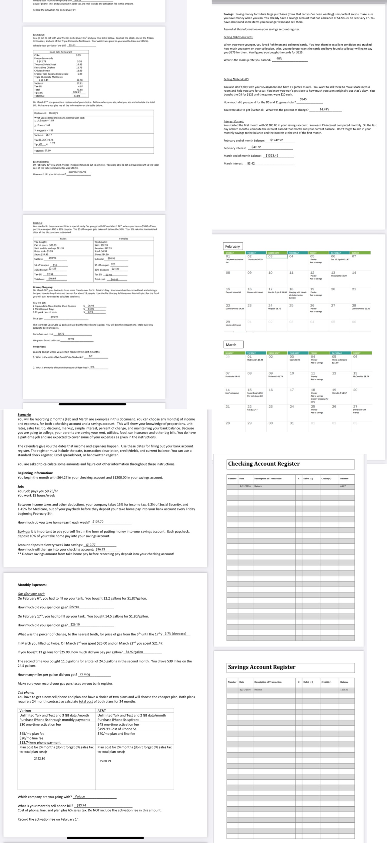  Help me with Checking Account register and Saving Account Register Record