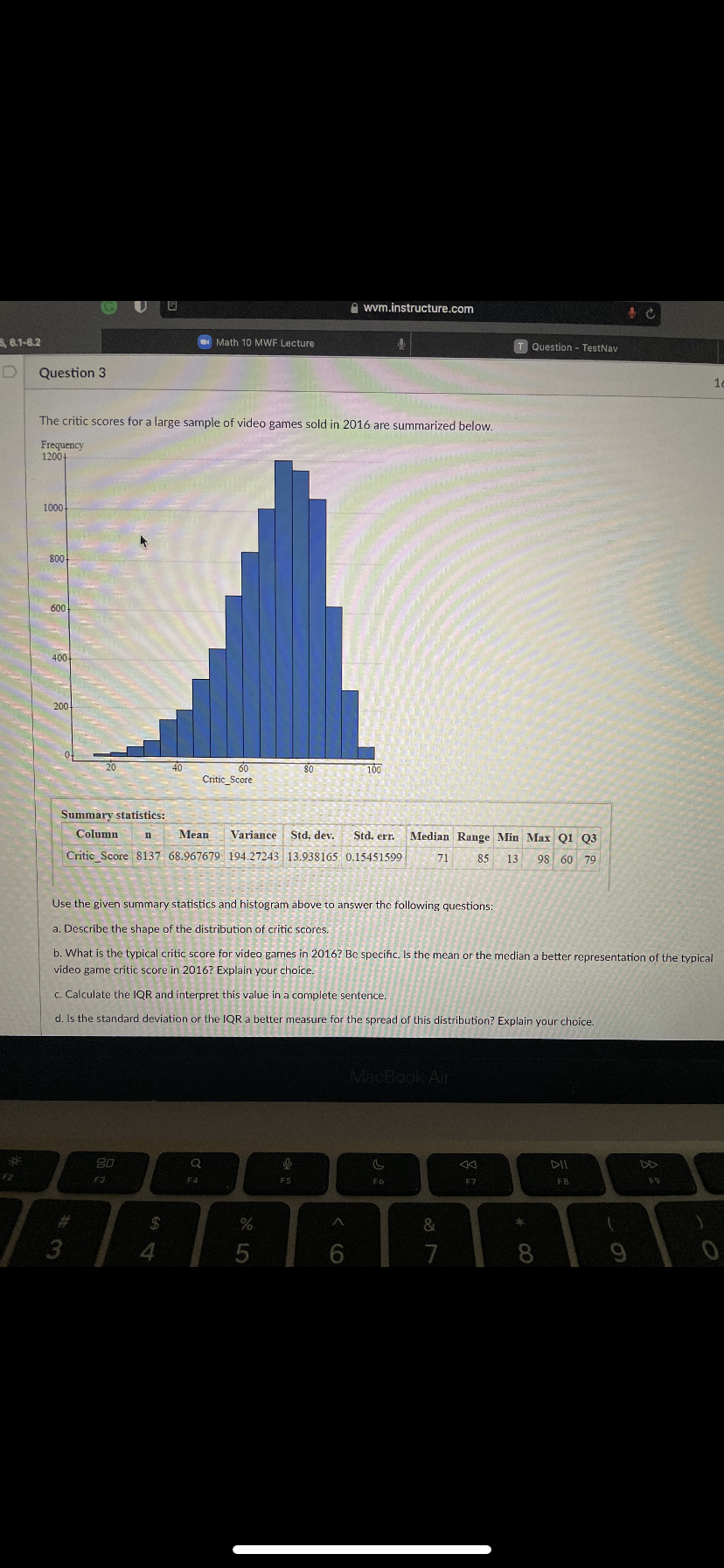 U U A wvm.instructure.com 6.1-6.2 Math 10 MWF Lecture T Question