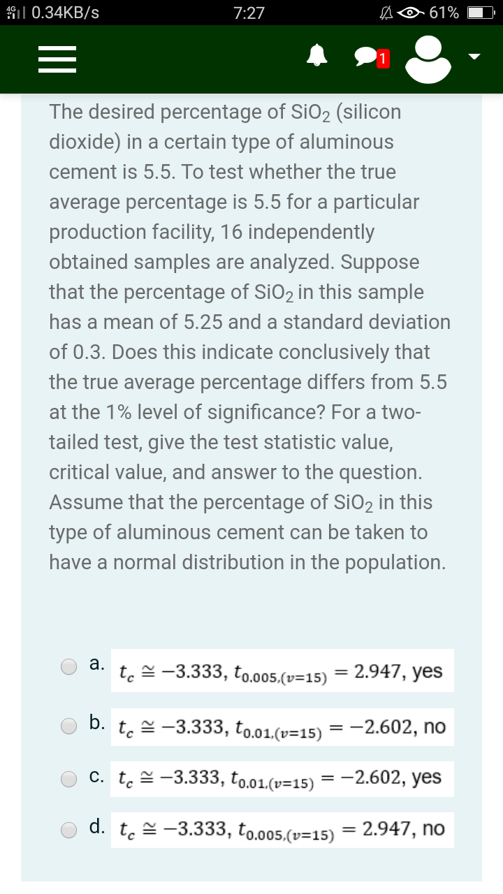 samples are analyzed. Suppose that the percentage of SiO2 in this sample