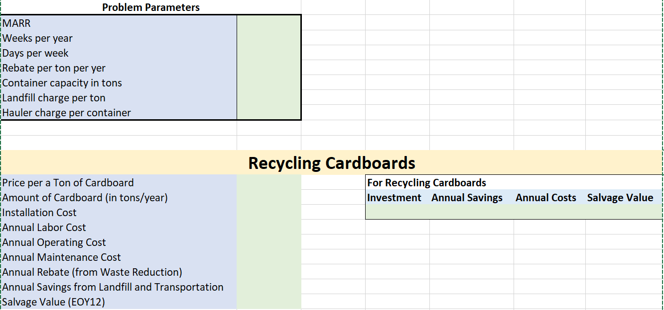 Annual Costs Salvage Value Single Pallet Weight [lb] Installation Cost :Annual Labor