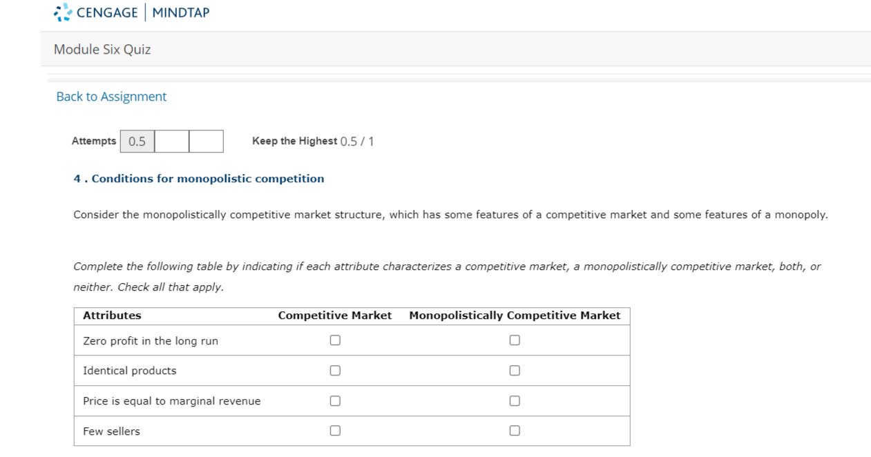 the Highest 0.5 / 1 4 . Conditions for monopolistic competition Consider