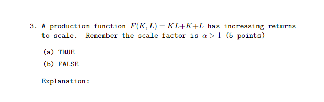 in a perfectly competitive market, with production function F(K, L) = min[4L,