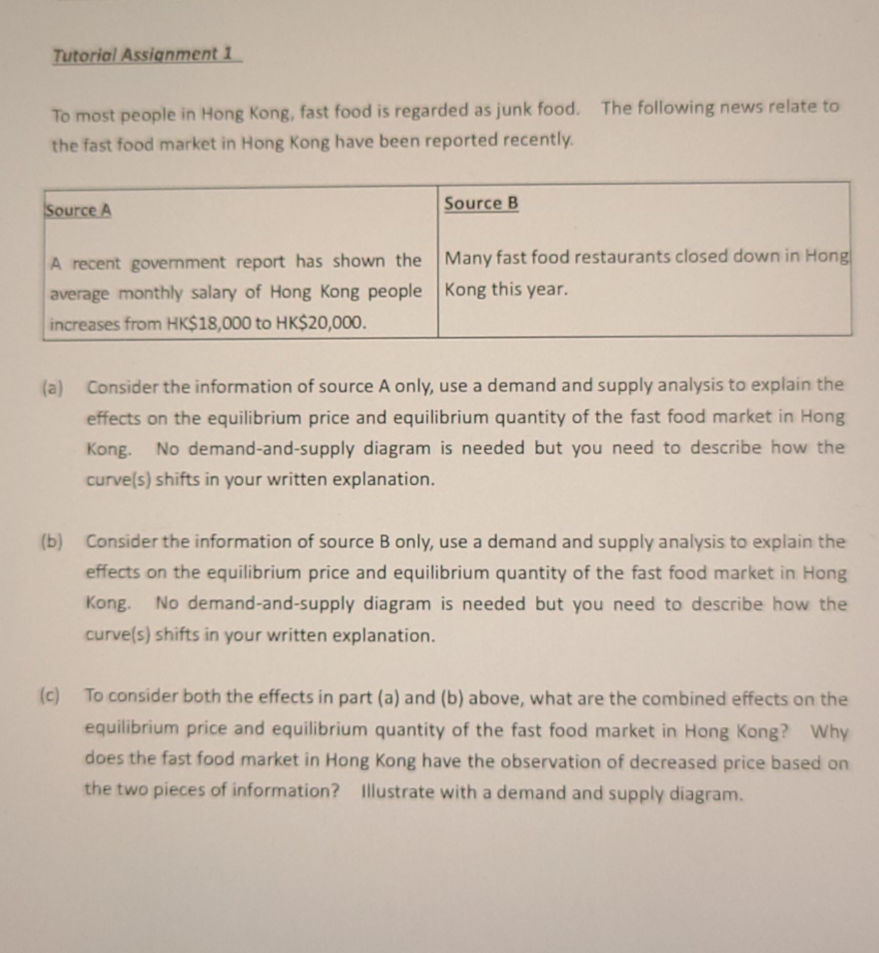 most people in Hong Kong, fast food is regarded as junk food.