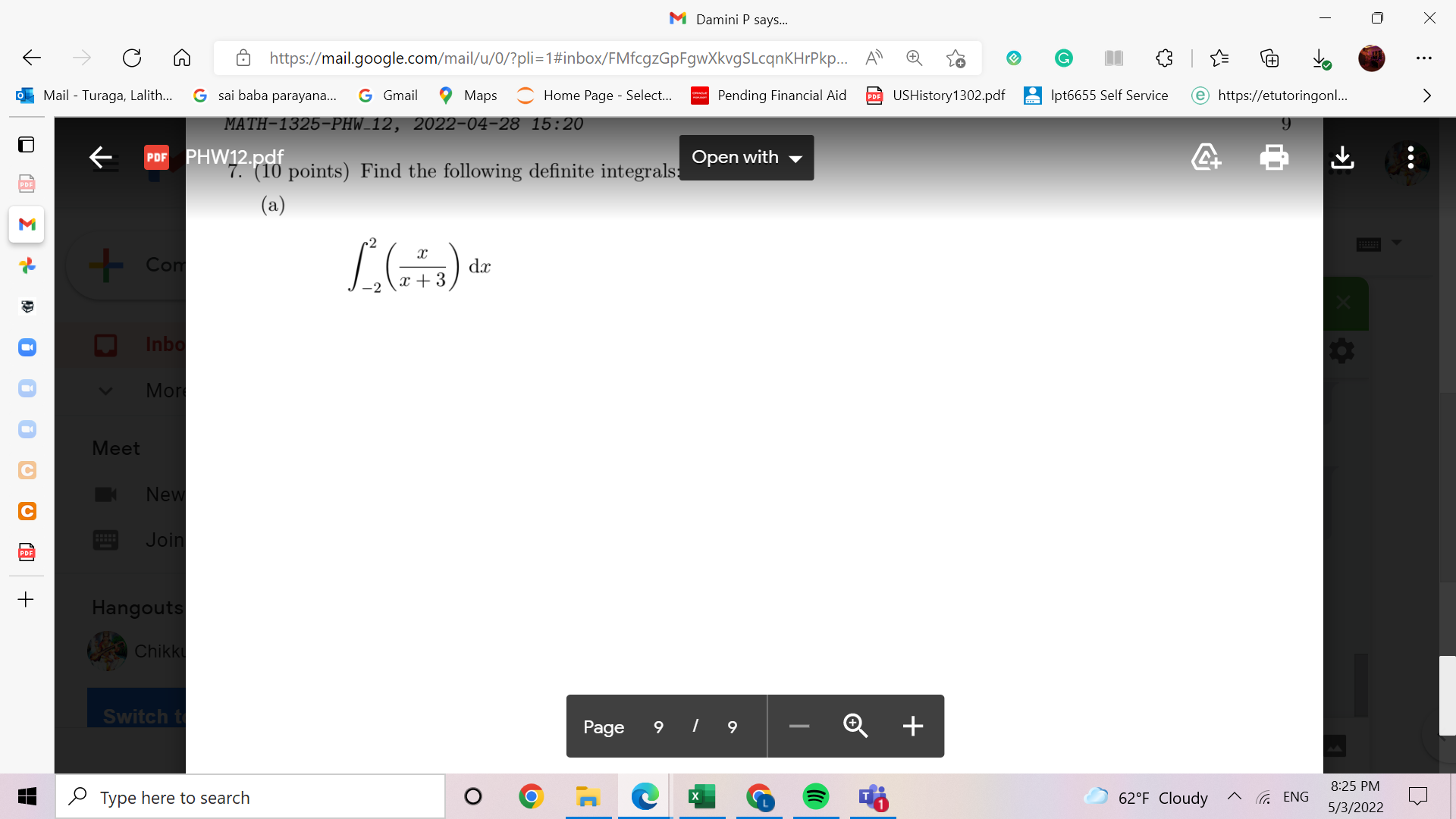 9 - + age Type here to search O X 62.F Cloudy