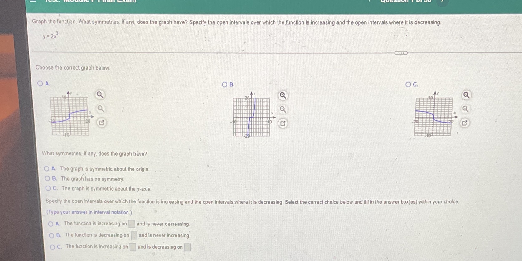 Graph the function. What symmetries, If any, does the graph have?