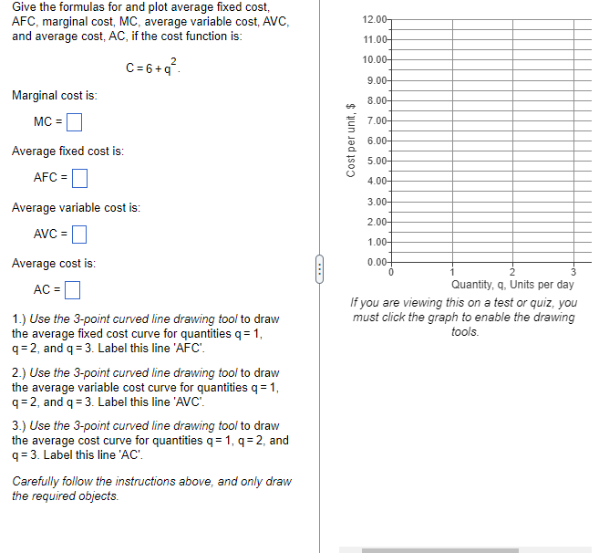  Give the formulas for and plot average fixed cost, AFC, marginal