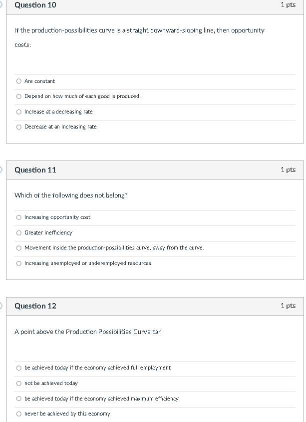 operates inside the PPF. there are idle resources; this defines inefficiency. When