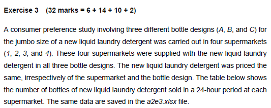  Exercise 3 (32 marks = 6 + 14 + 10 +
