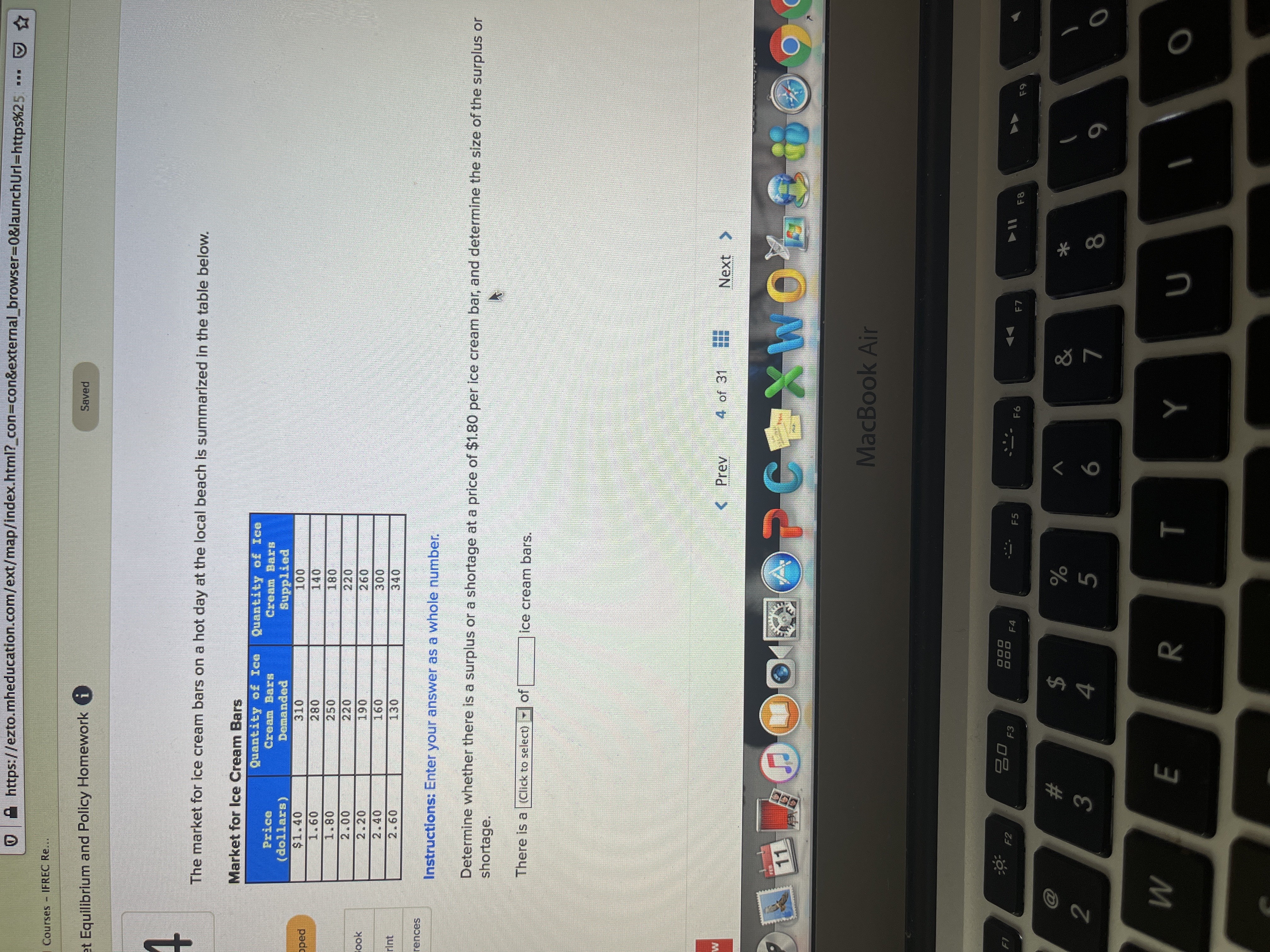 Homework i Saved + The market for ice cream bars on a