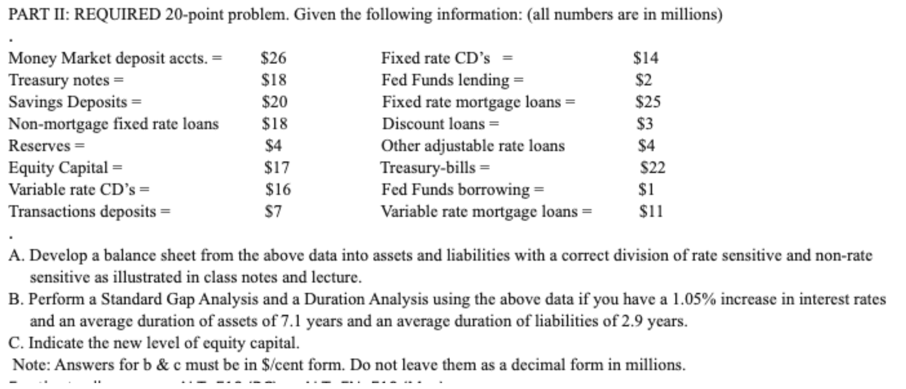 loam $18 Discount loans = $3 Reserves = $4 Other adjustable rate