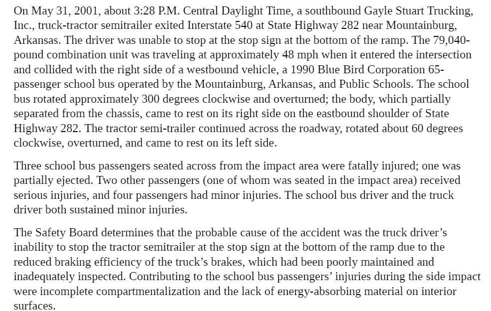 southbound Gayle Stuart Trucking, Inc., truck-tractor semitrailer exited Interstate 540 at State