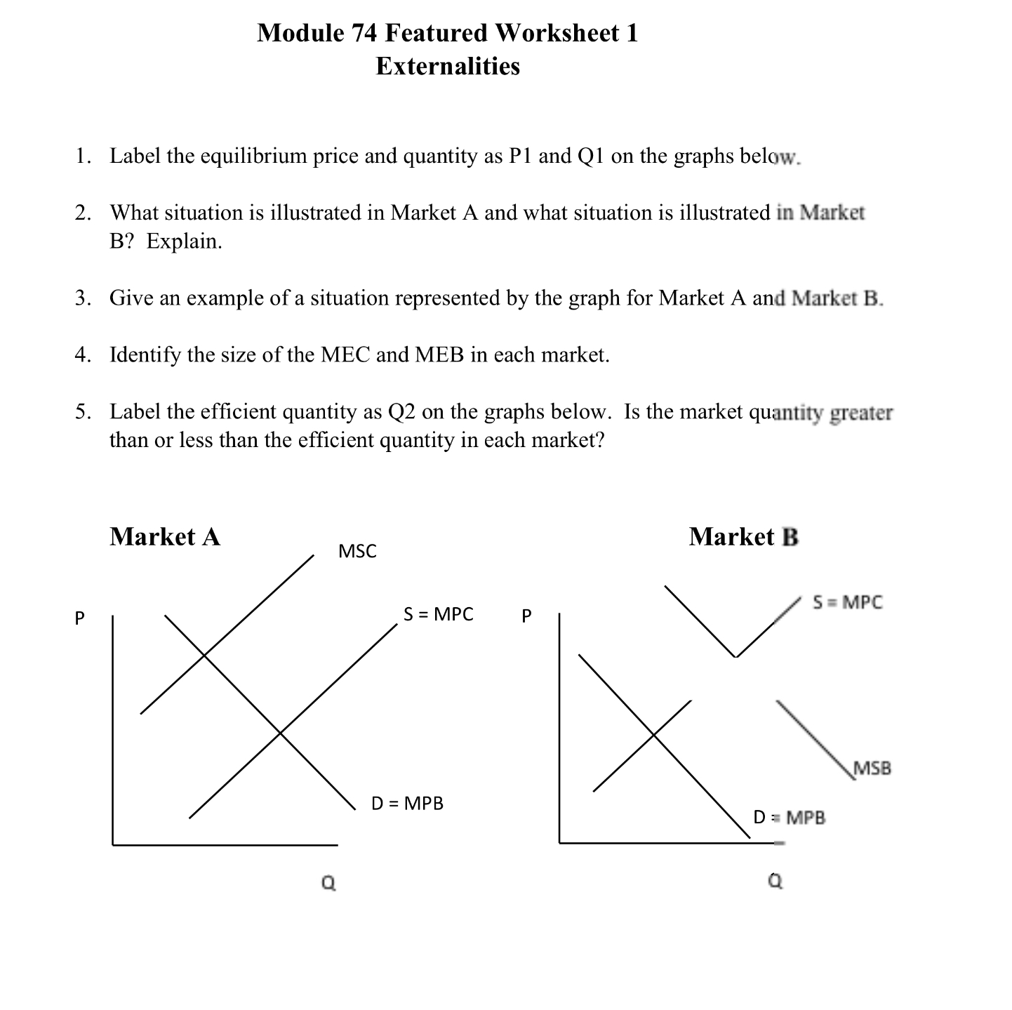 and quantity as P1 and Q1 on the graphs below. 2. What