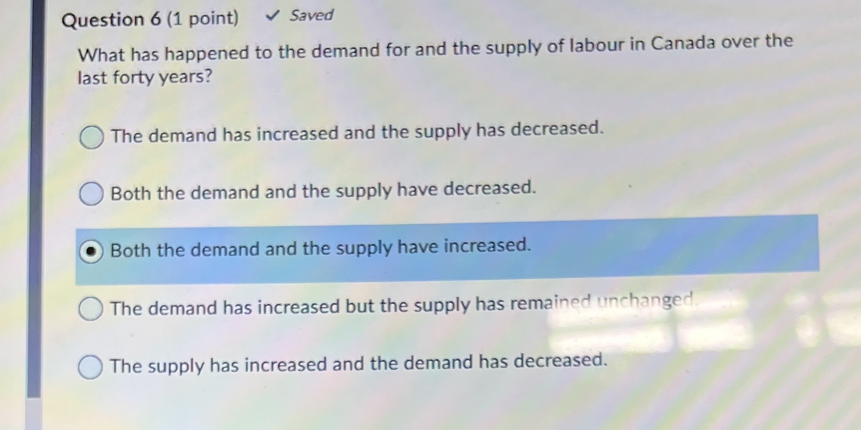 for and the supply of labour in Canada over the last forty