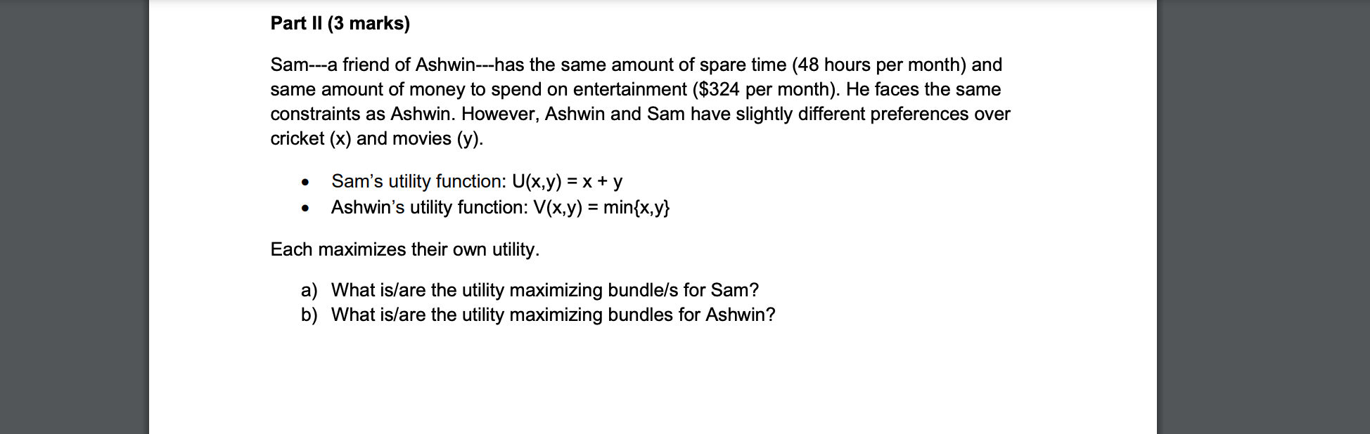 in summer in one of two ways: (i) watching cricket (x) at