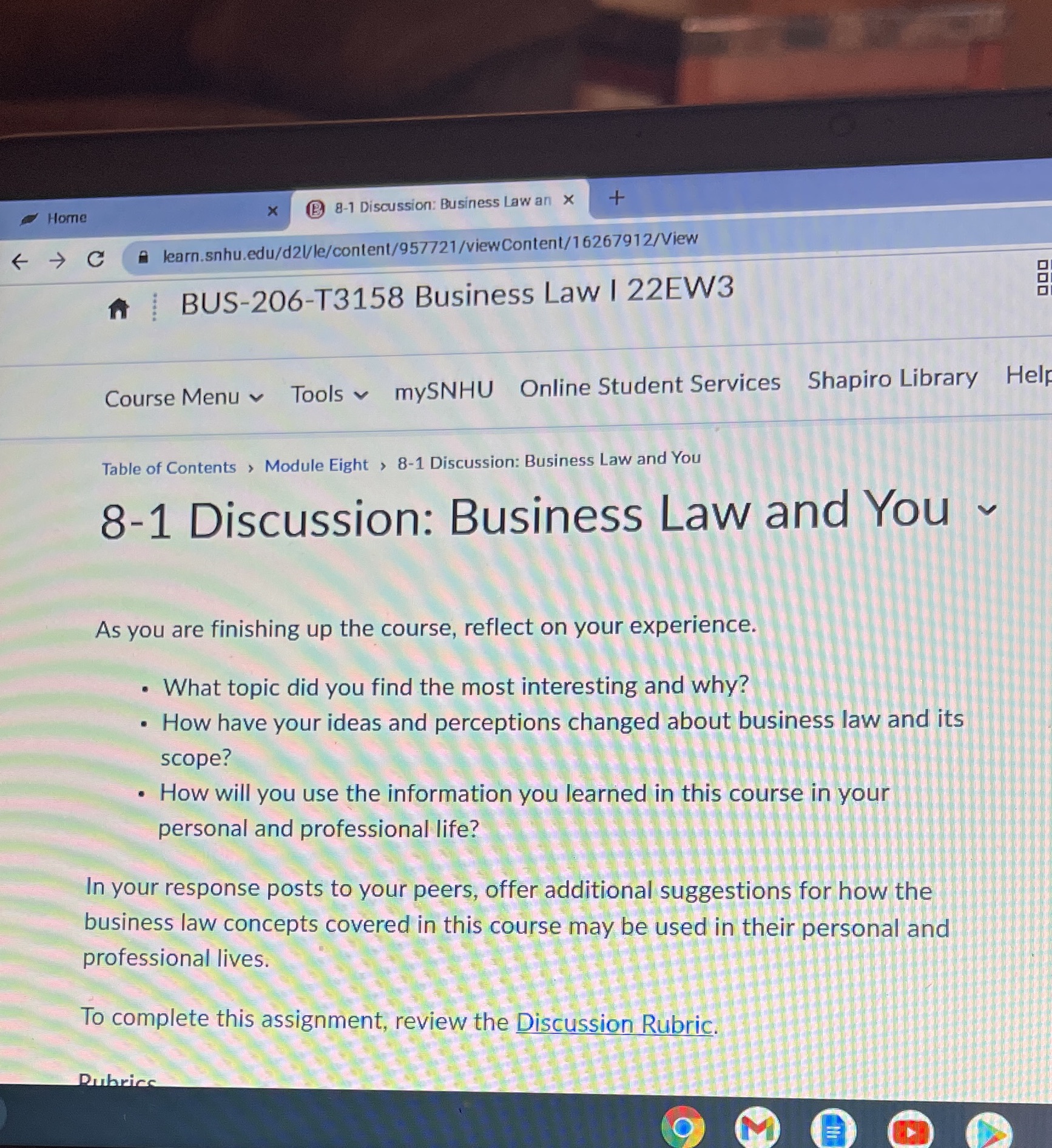 interesting is Contract Law and Tort Law" Home X B 8-1 Discussion: