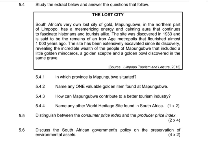  economics 404 explain please 5.4 Study the extract below and answer