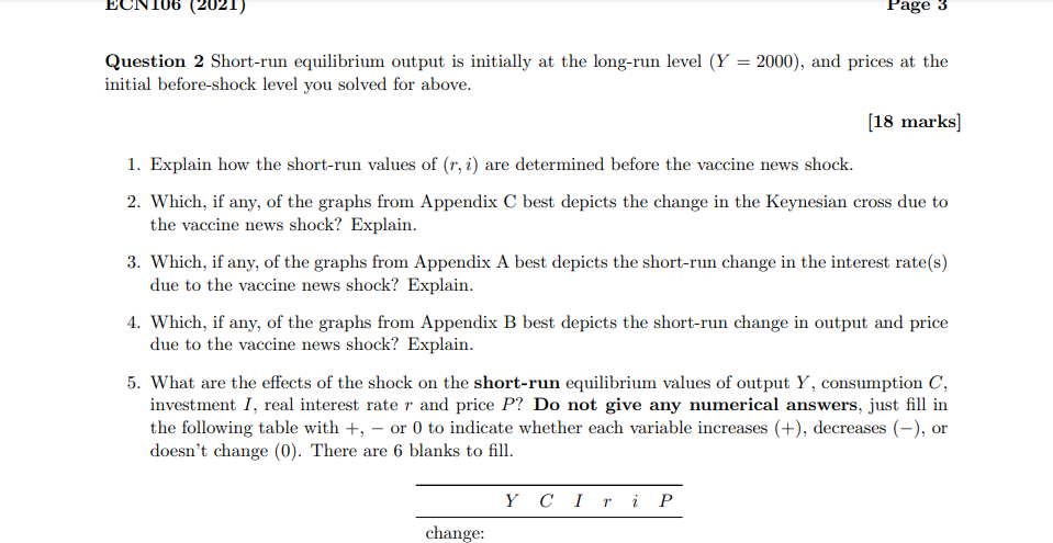 1-3. Assume an economy in which the con- sumption (C) and investment