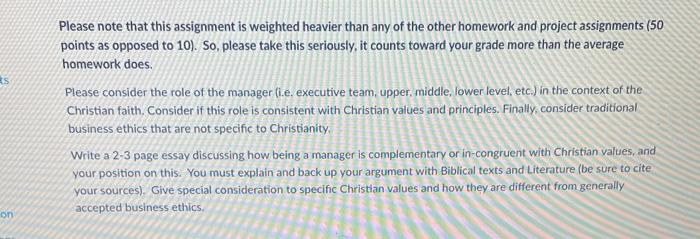  Please note that this assignment is weighted heavier than any of