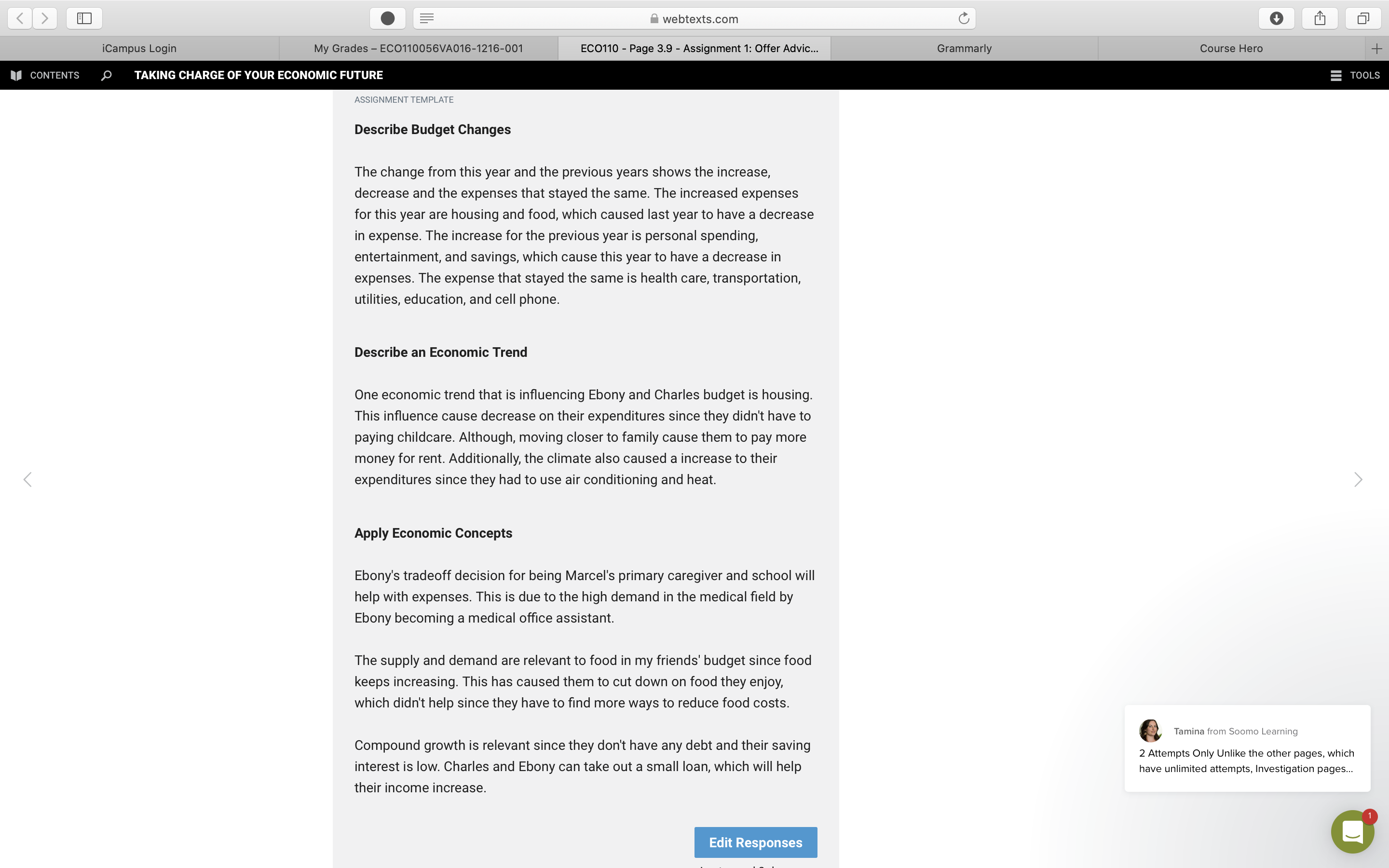 Grades - ECO110056VA016-1216-001 ECO110 - Page 3.9 - Assignment 1: Offer Advice..