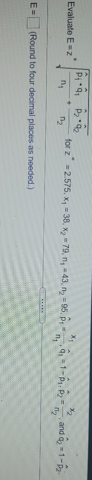 Z + for z = 2.575, X1 = 38, X2 = 79,