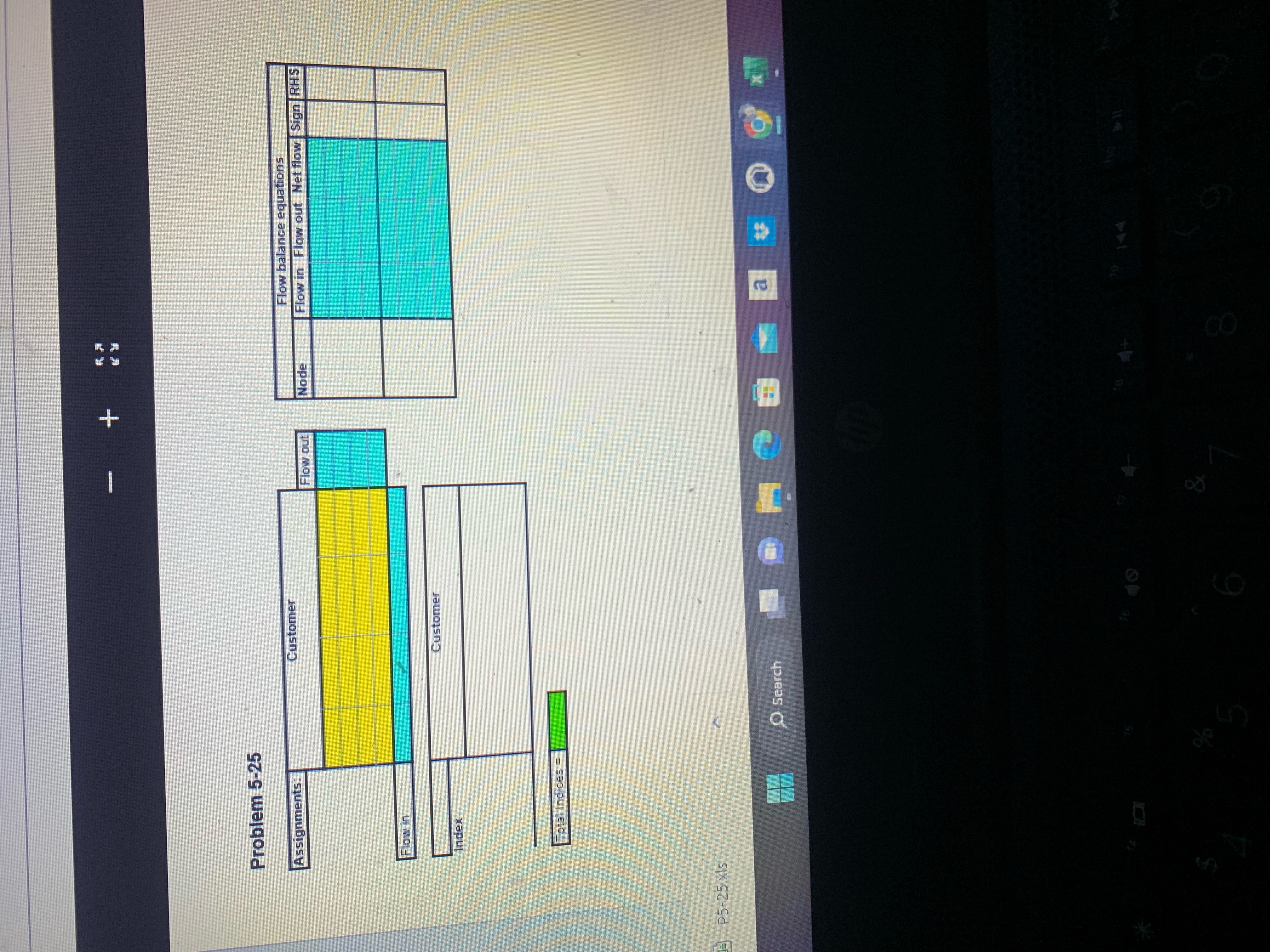  + Problem 5-25 Assignments: Customer Flow balance equations Flow out Node