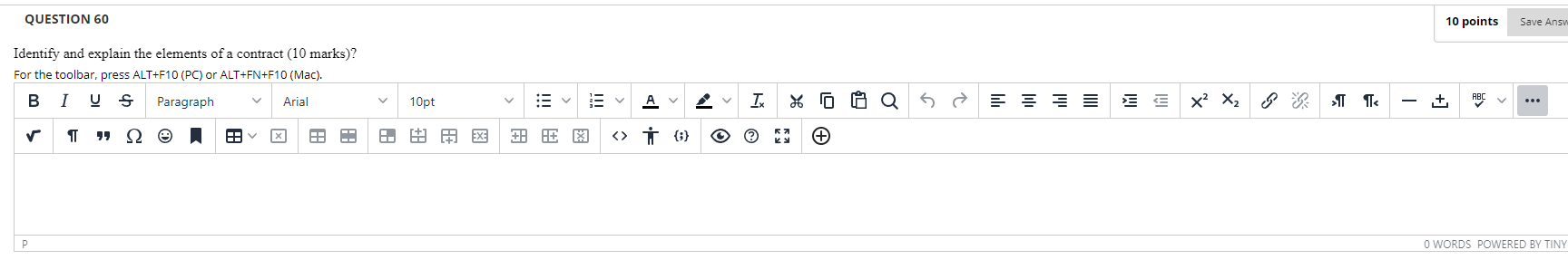 of a contract (10 marks)? For the toolbar, press ALT+F10 (PC) or