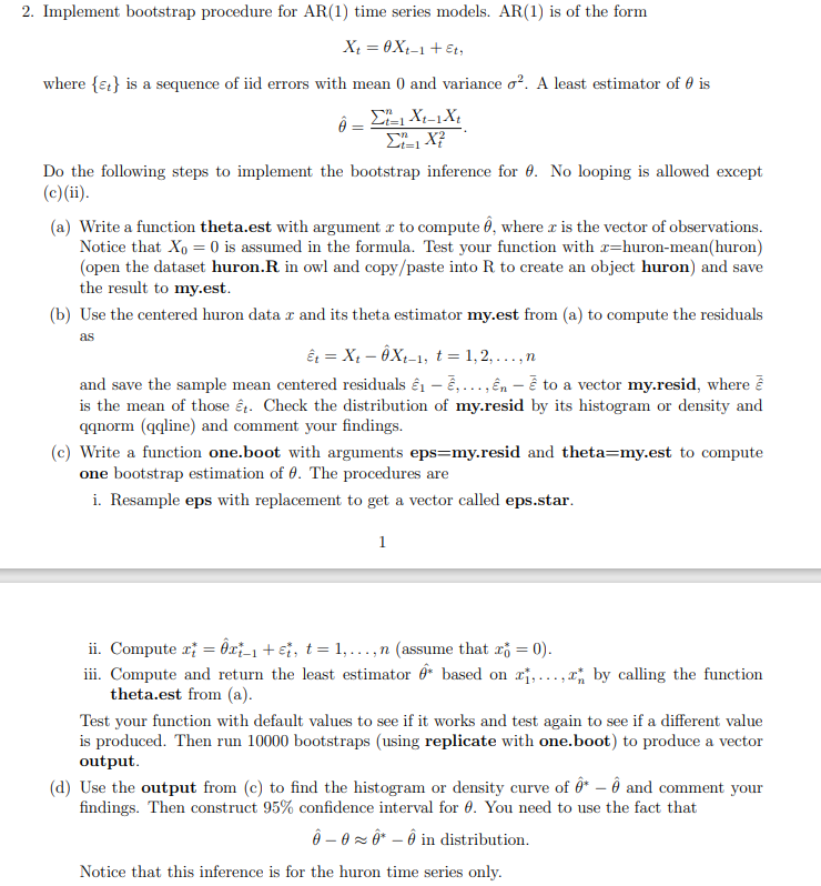the form xt = oxt_l + Et, where {Et} is a sequence