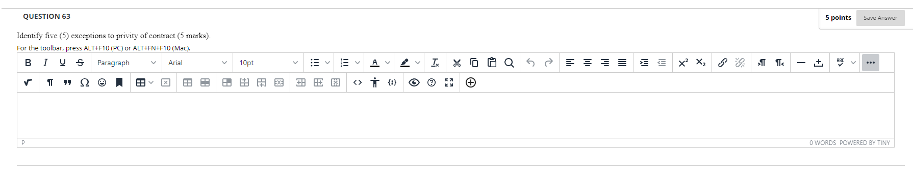 privity of contract (5 marks). For the toolbar, press ALT+F10 (PC) or