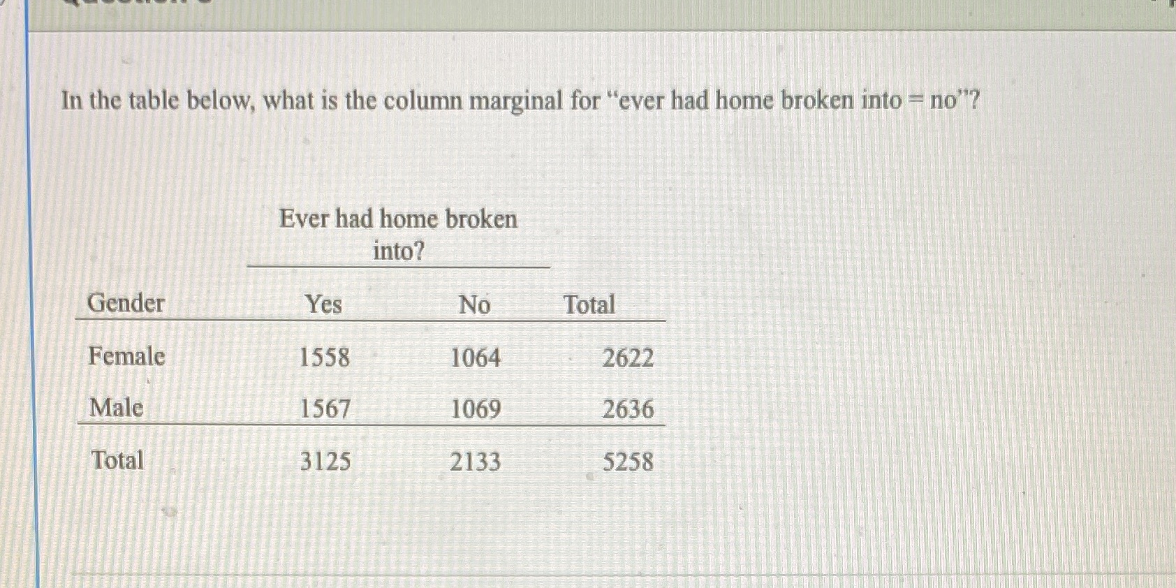  HELP :((((( In the table below, what is the column marginal