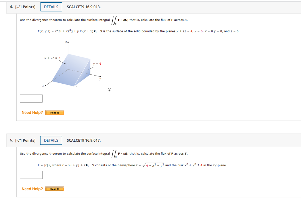 It Watch It 2. [-/1 Points] DETAILS SCALCET9 16.9.007.MI. Use the divergence
