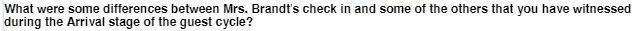  What were some differences between Mrs. Brandt's check in and some