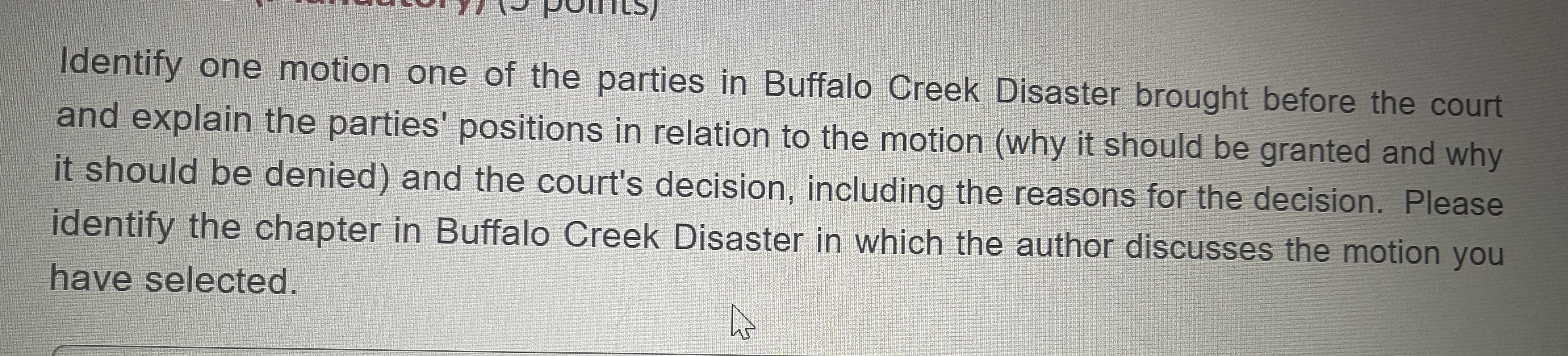 Creek ) POlito) Identify one motion one of the parties in Buffalo