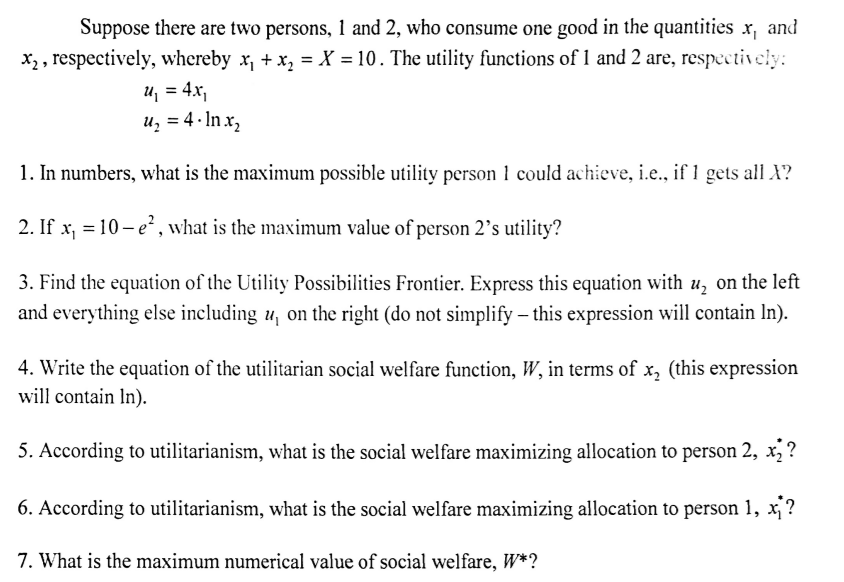 persons. I and 2, who consume one good in the quantities x,