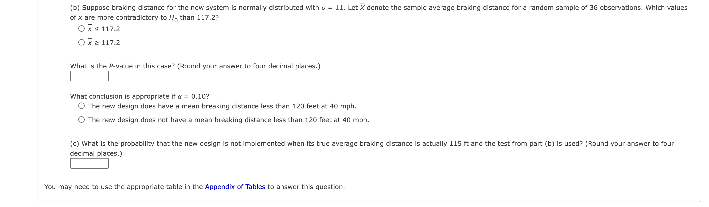 average braking distance at 40 mph under specified conditions is known to