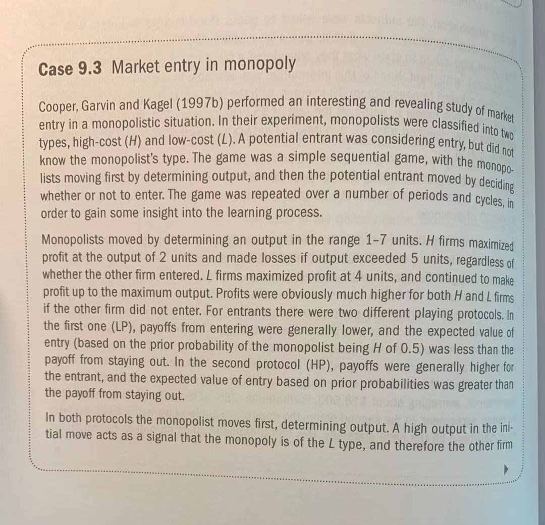 answer the question Case 9.3 Market entry in monopoly Cooper, Garvin