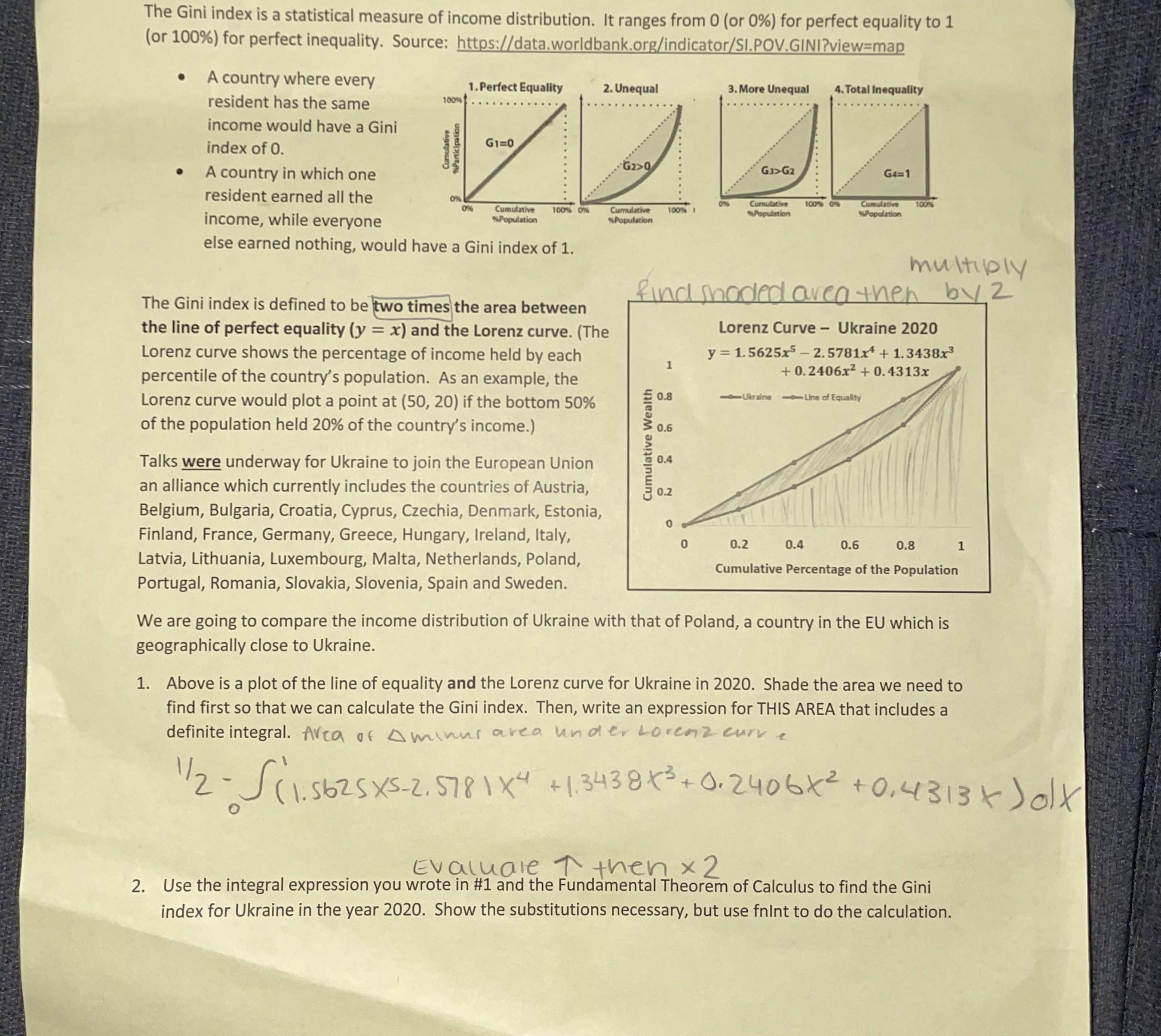  Question 2 only The Gini index is a statistical measure of