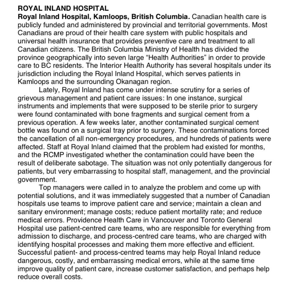 problem alternativerecommendationconclusion ROYAL INLAND HOSPITAL Royal Inland Hospital, Kamloops, British Columbia. Canadian