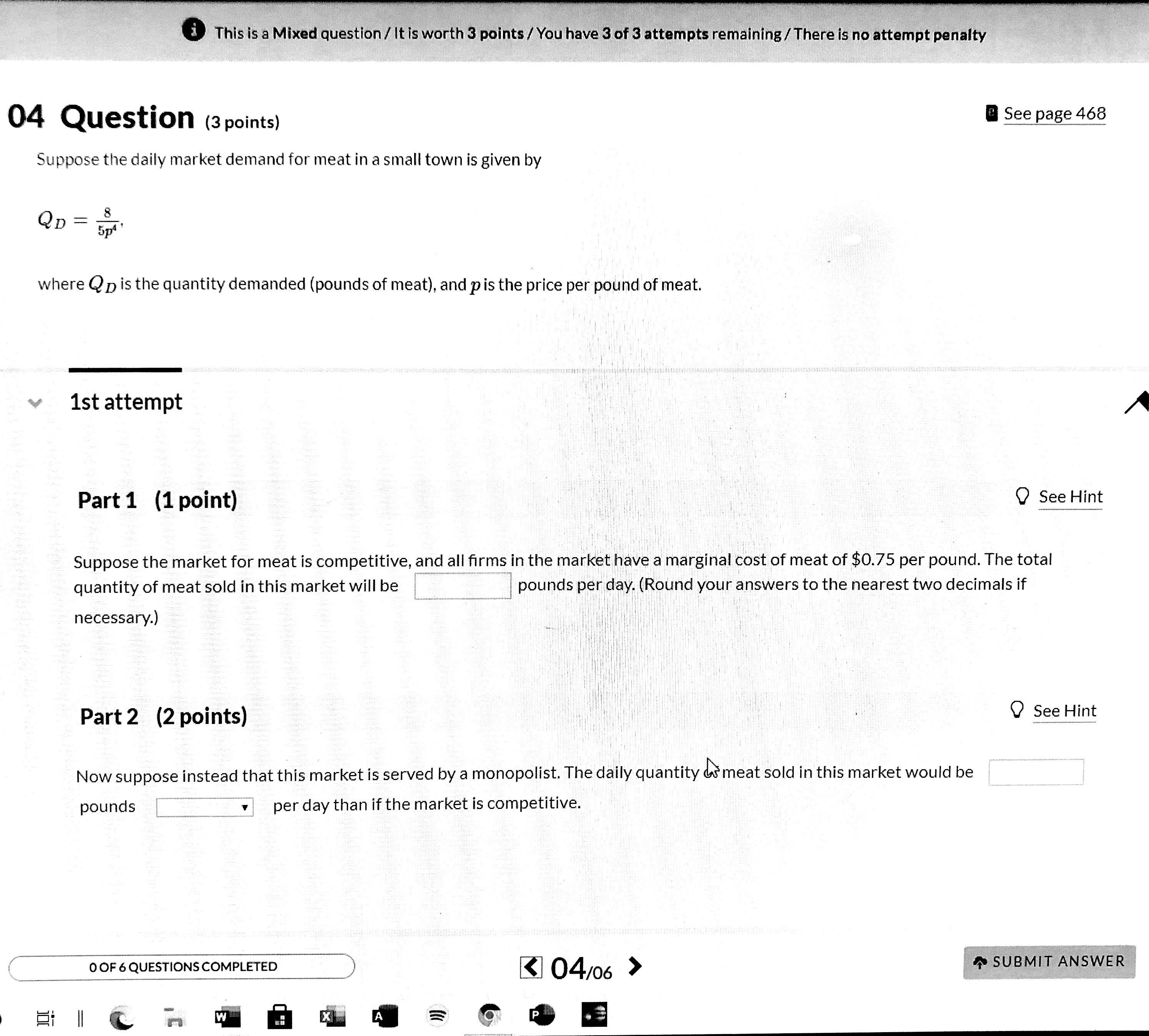 / You have 3 of 3 attempts remaining / There is no